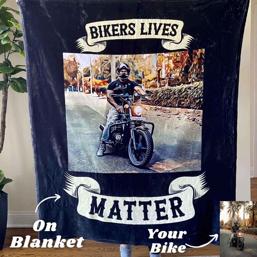 Custom Motorcycle Blankets HandDrawn Gifts for Biker Enthusiasts My