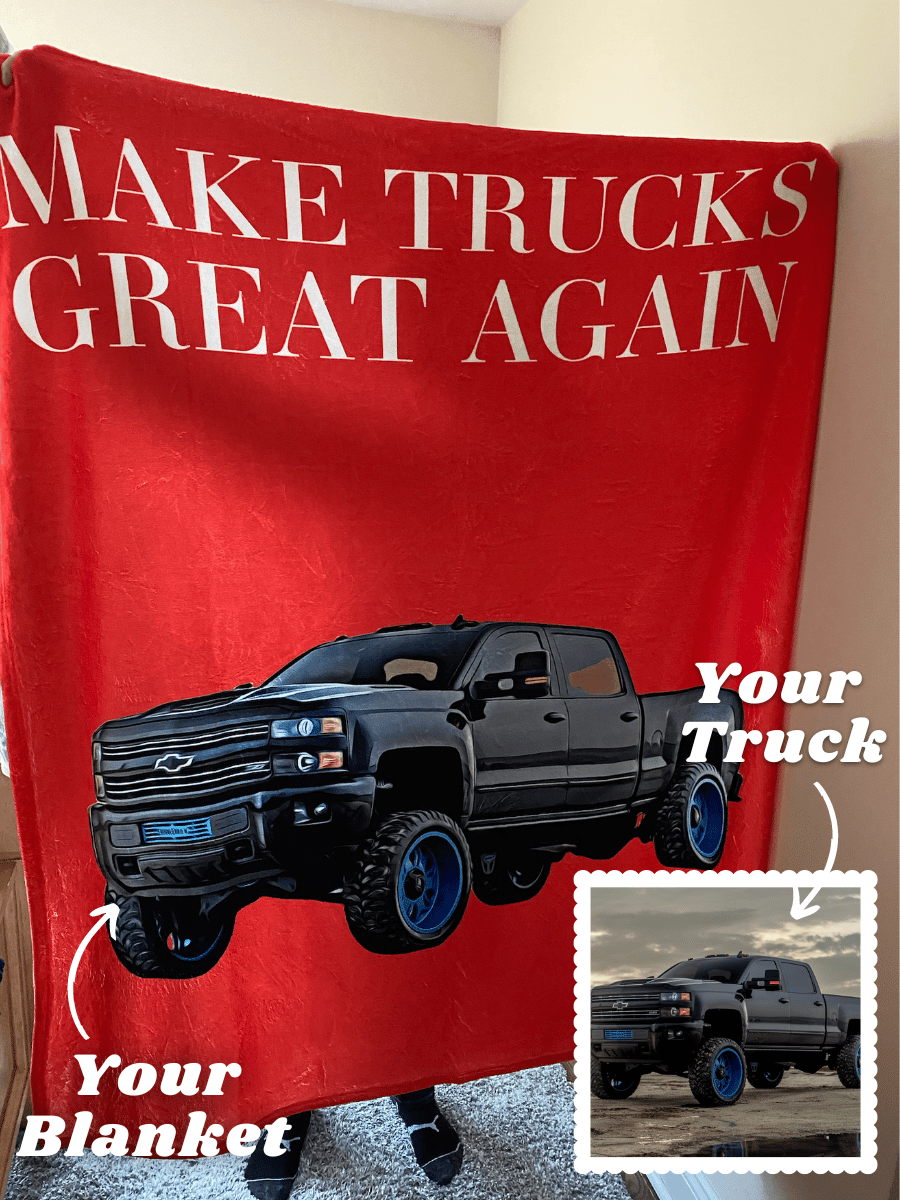 Make Trucks Great Again Custom Truck Fleece Blanket