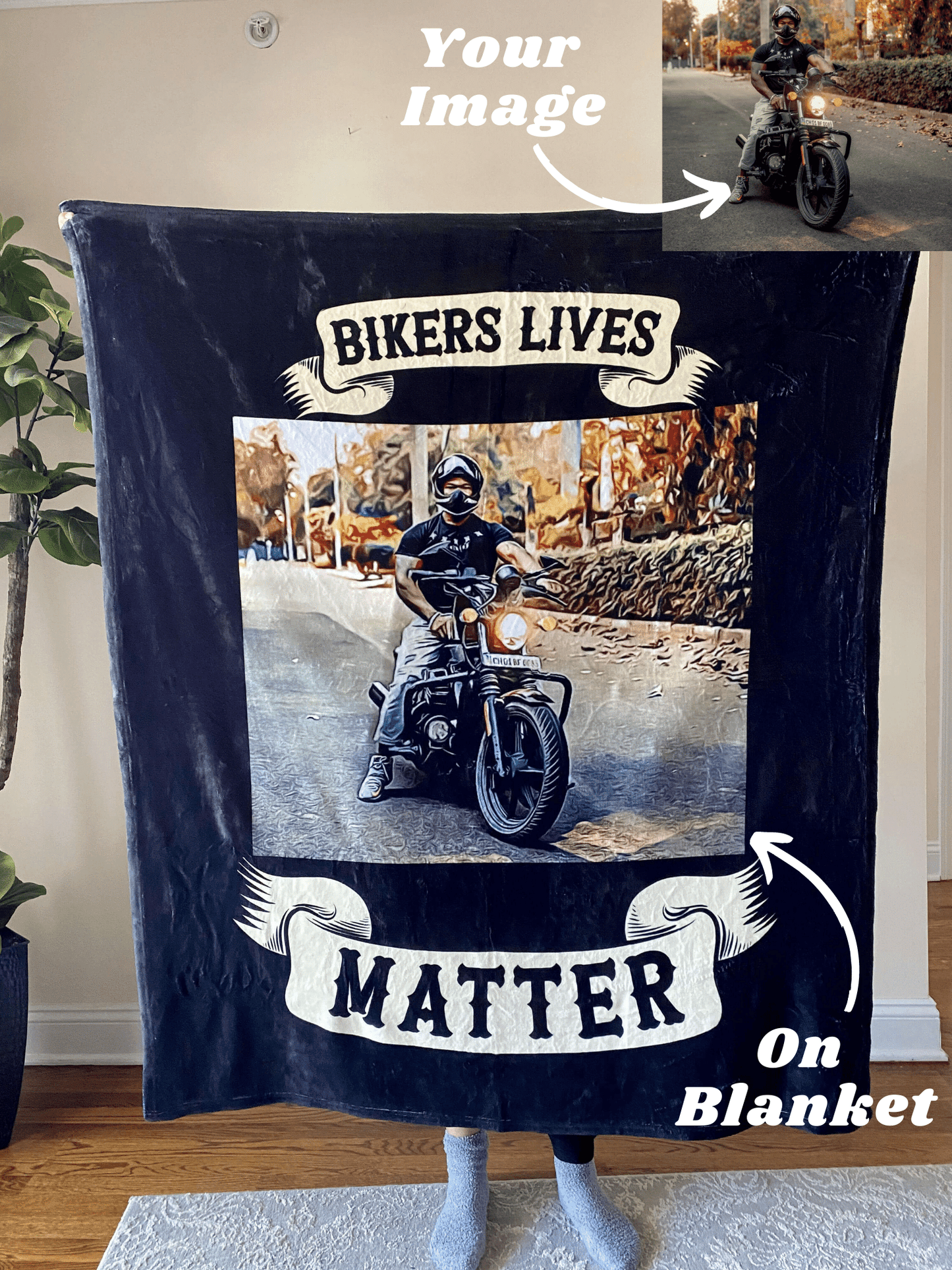 Custom Motorcycle Fleece Blanket