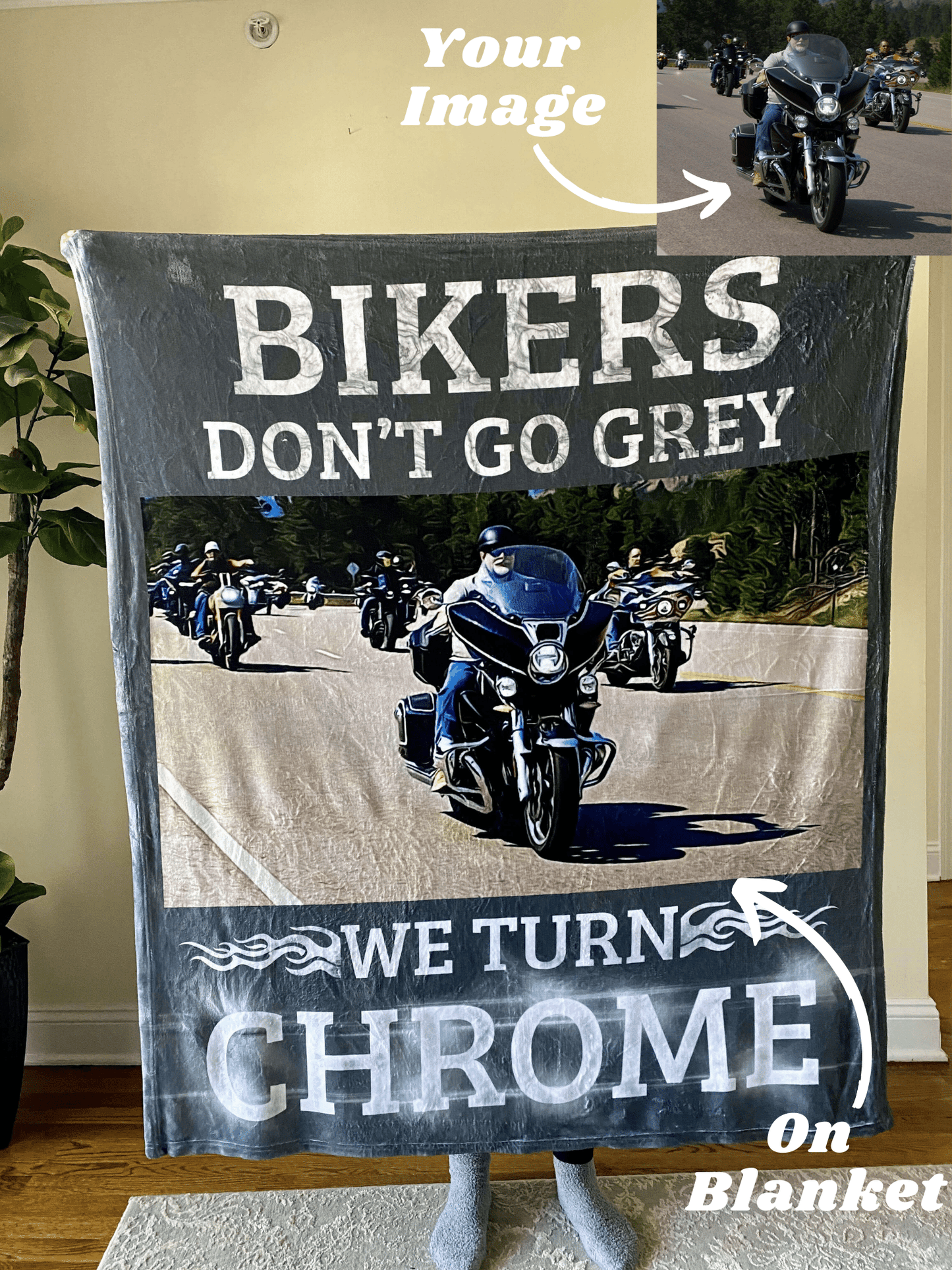 Custom Motorcycle Fleece Blanket