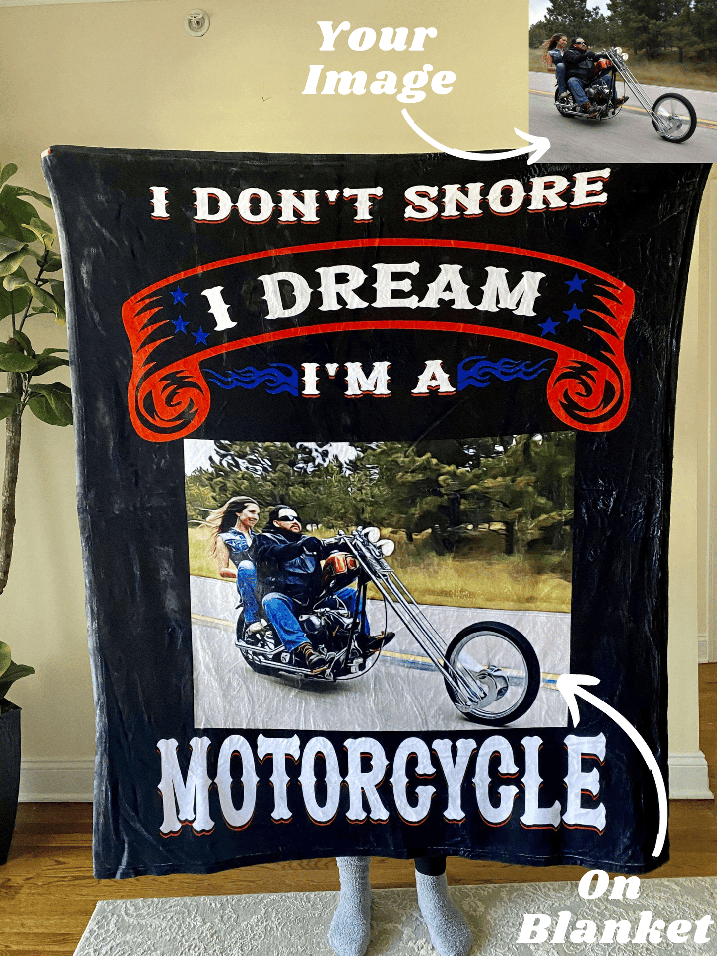 Custom Motorcycle Fleece Blanket