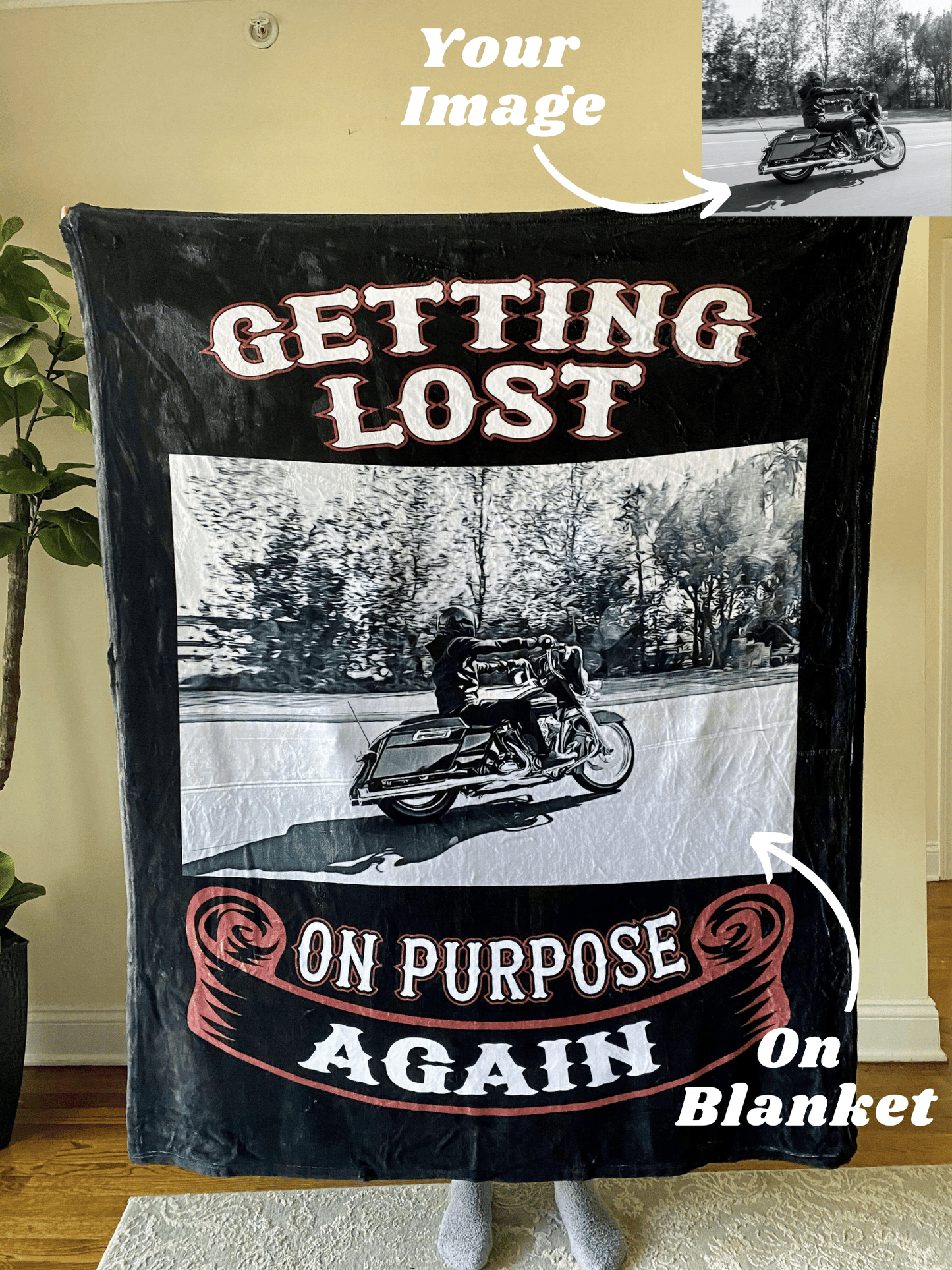 Custom Motorcycle Fleece Blanket