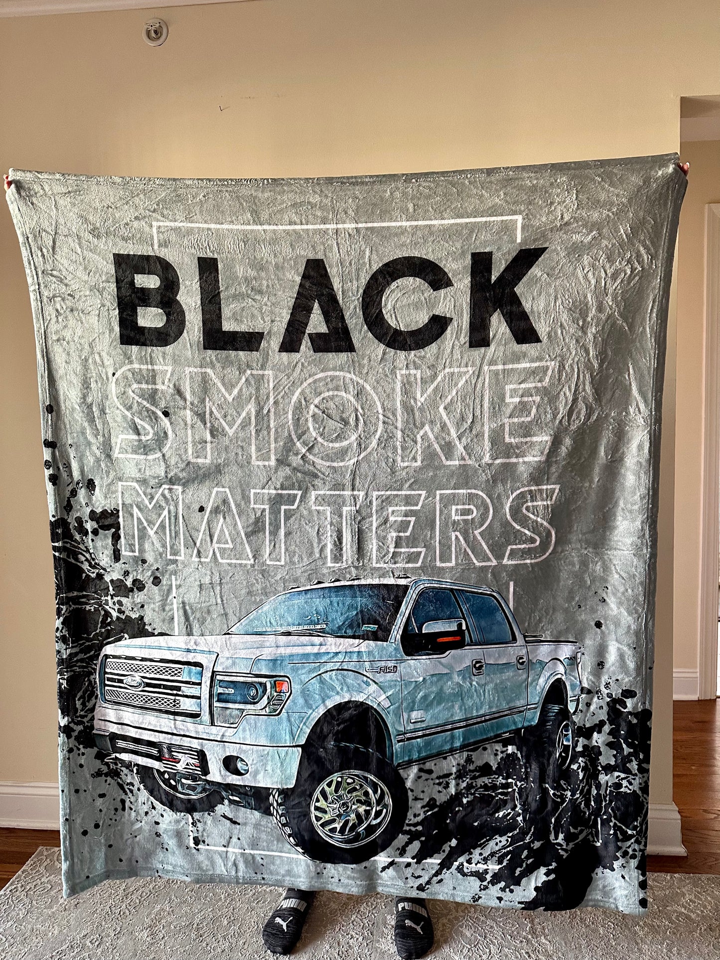 Black Smoke Matters Custom Truck Fleece Blanket