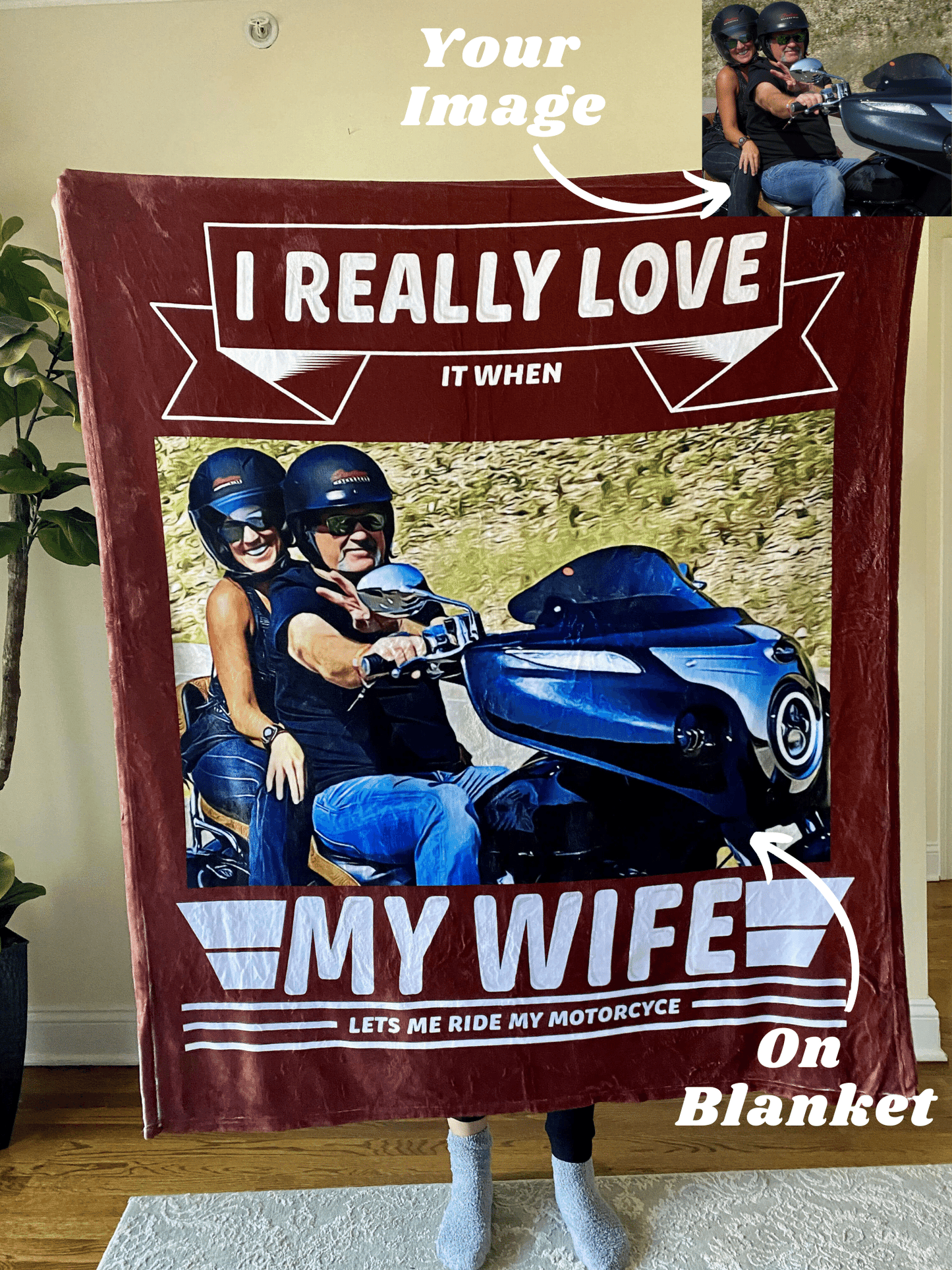 Custom Motorcycle Fleece Blanket