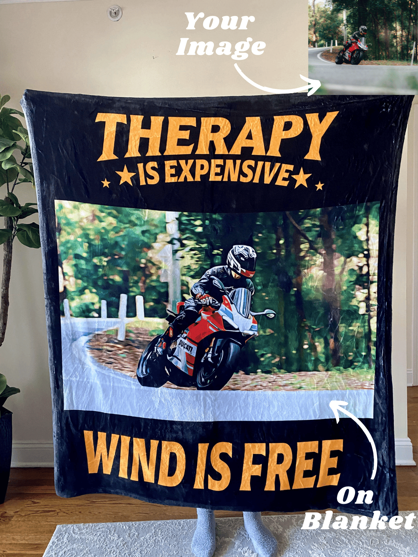 Custom Motorcycle Fleece Blanket