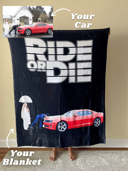 Ride or Die Custom Car Fleece Blanket