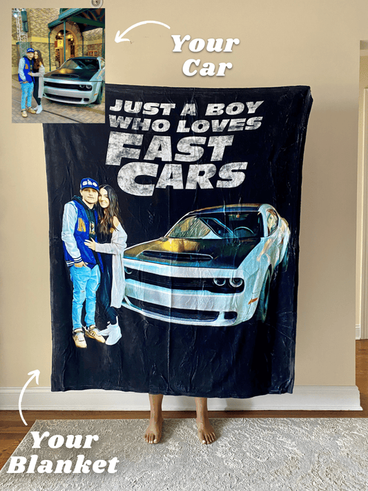 Just A Boy Who Loves Cars Custom Car Fleece Blanket
