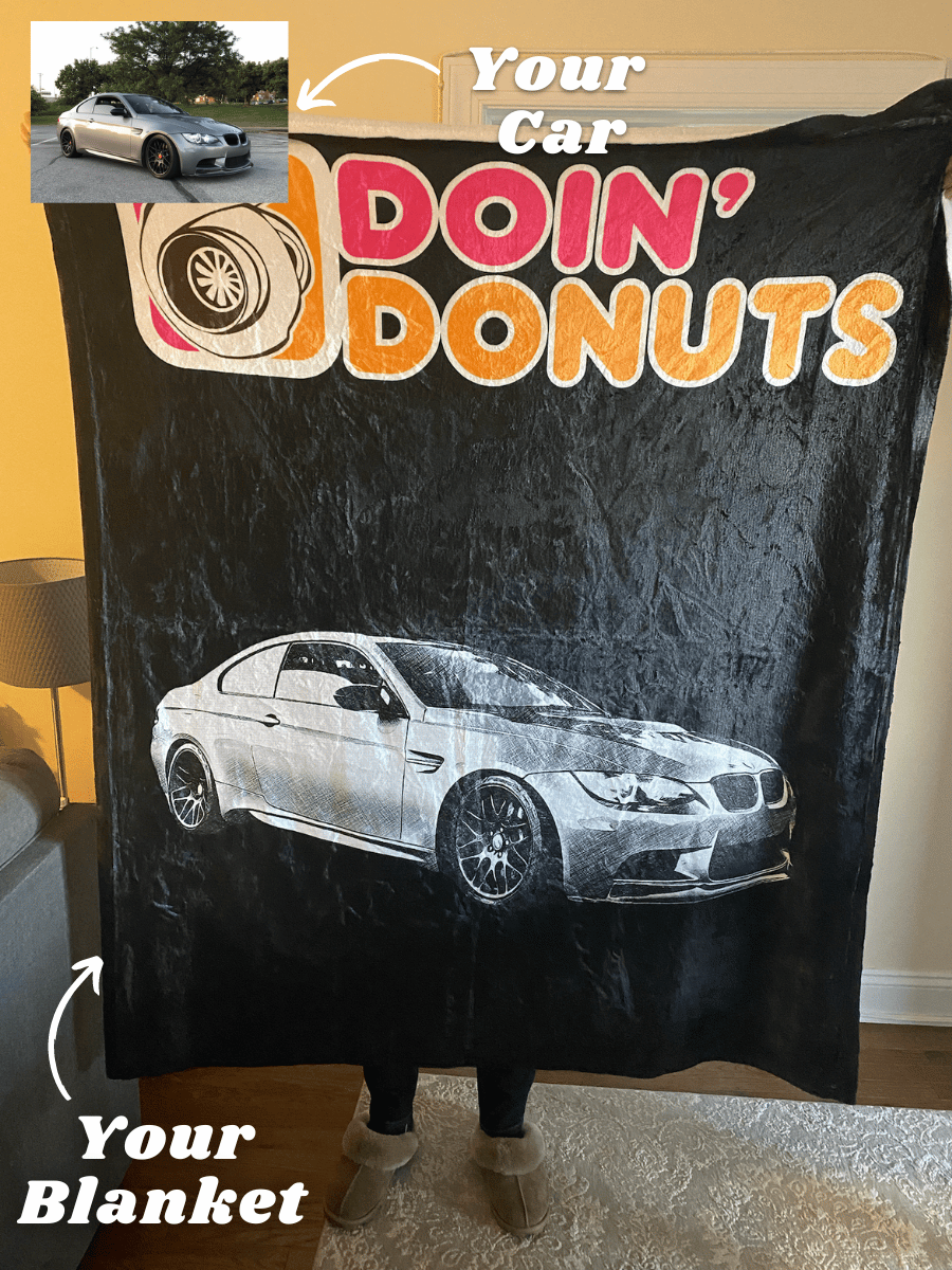 Doin Donuts Custom Car Fleece Blanket