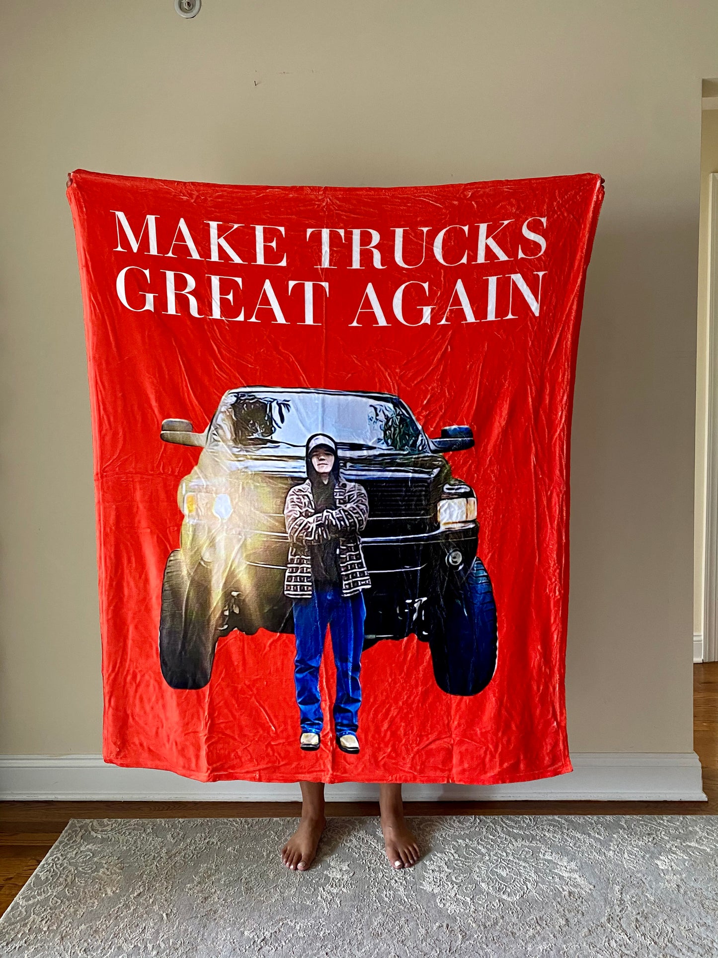 Make Trucks Great Again Custom Truck Fleece Blanket