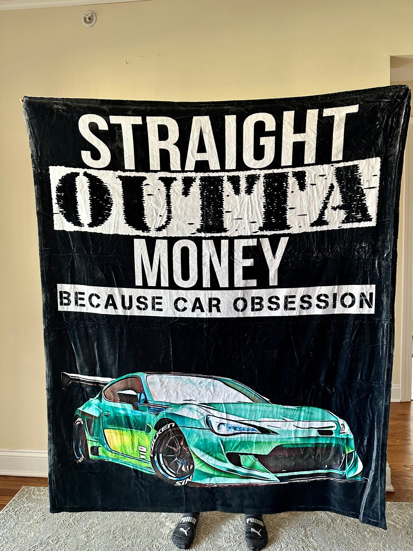 Straight Outta Money Custom Car Fleece Blanket