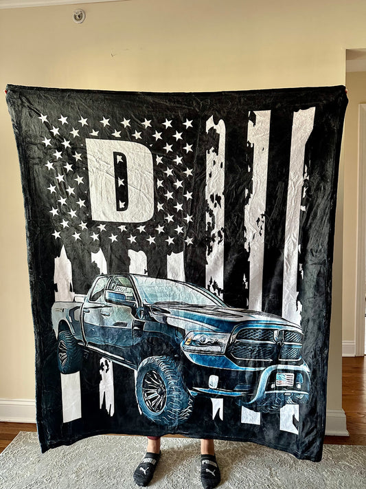 Diesel Flag Custom Truck Fleece Blanket