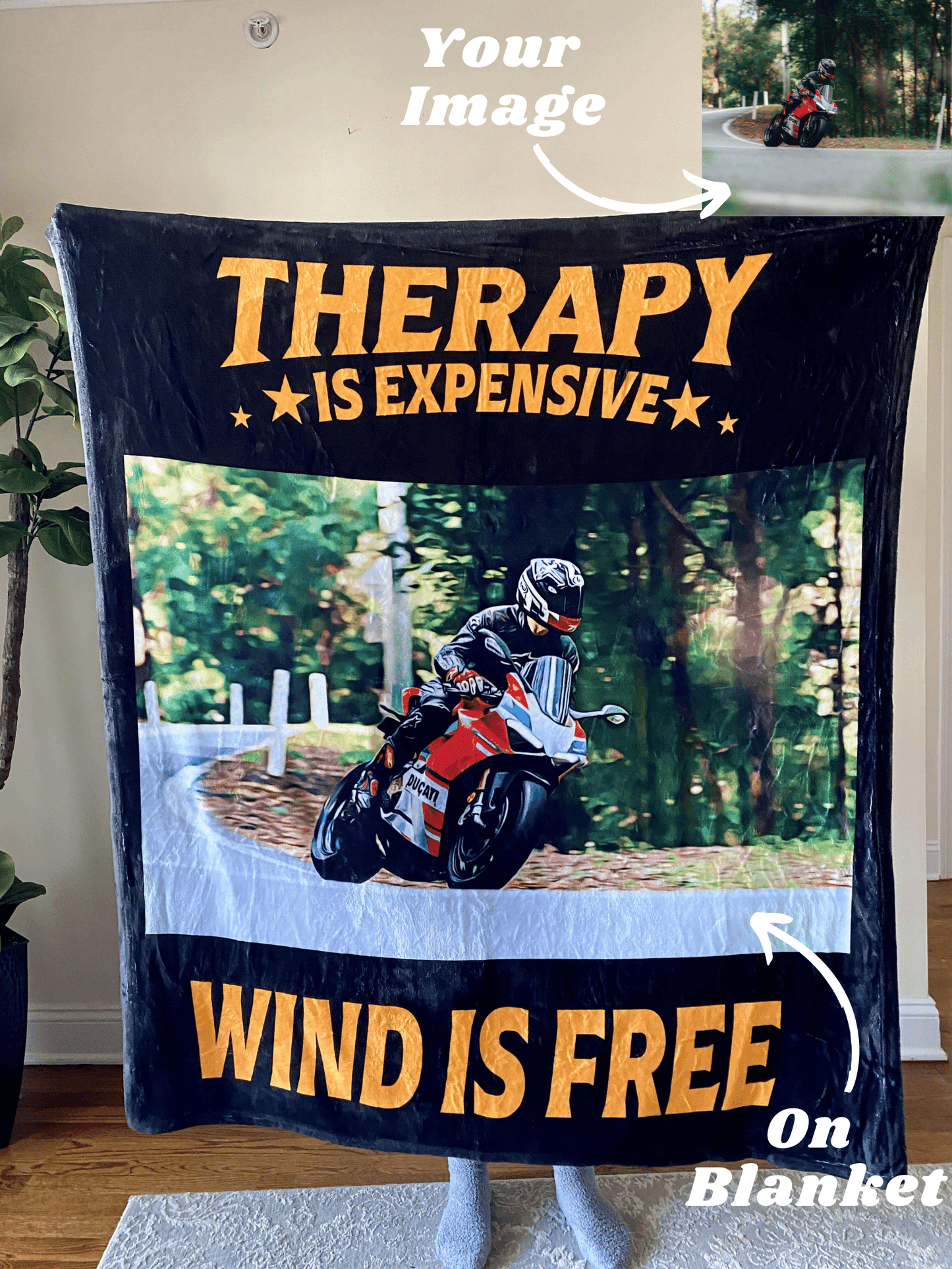 Custom Motorcycle Fleece Blanket